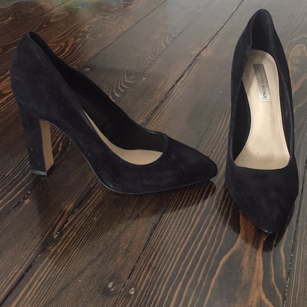 Saks Fifth Avenue Black Suede 4” Heels